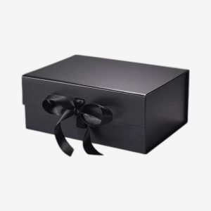 Black Large Square Magnetic Boxes With Changeable Ribbon