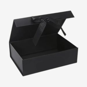 Black Medium Rectangle Magnetic Boxes With Changeable Ribbon