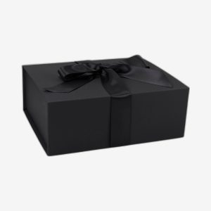 Black Medium Square Magnetic Boxes With Changeable Ribbon
