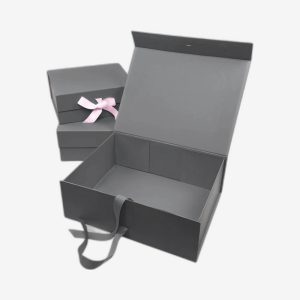 Charcoal Gray A4 Deep Magnetic Boxes With Changeable Ribbon