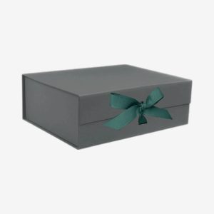 Charcoal Gray A5 Deep Magnetic Boxes With Changeable Ribbon