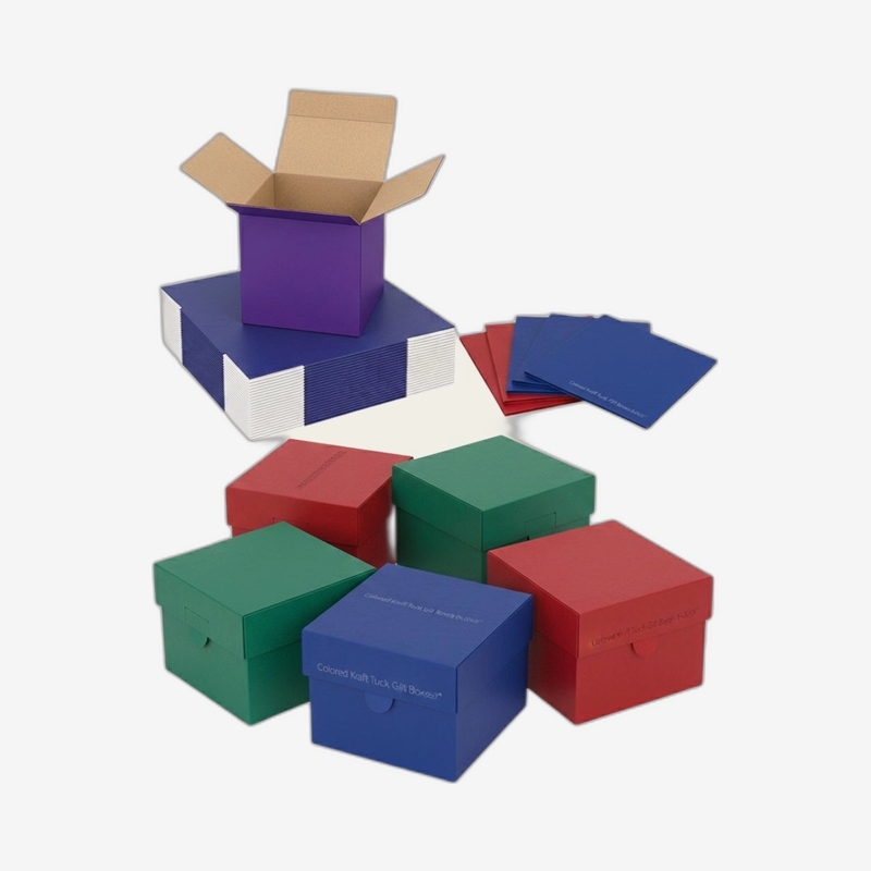 Colored Kraft Tuck Gift Boxes 5x5x5