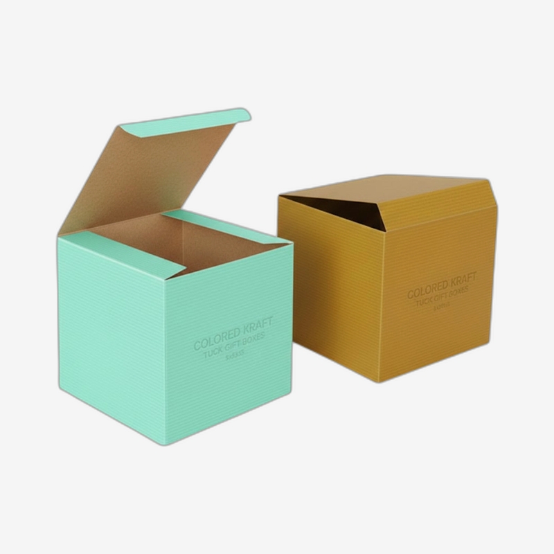 Colored Kraft Tuck Gift Boxes 5x5x5 - Image 2