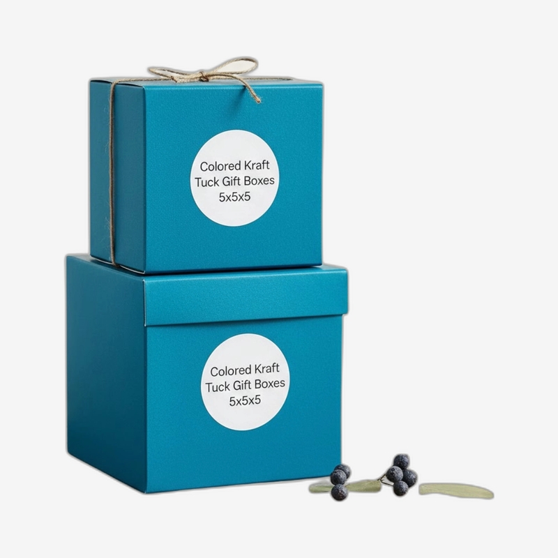 Colored Kraft Tuck Gift Boxes 5x5x5 - Image 4