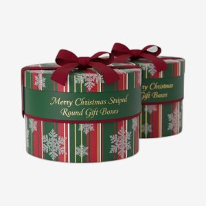 Merry Christmas Striped Round Gift Boxes