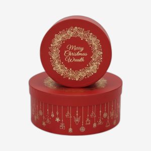 Merry Christmas Wreath Round Gift Boxes