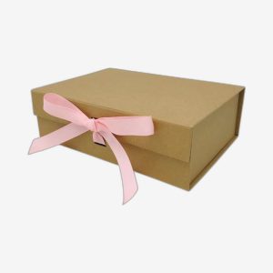 Natural Kraft Large Square Magnetic Boxes With Changeable Ribbon