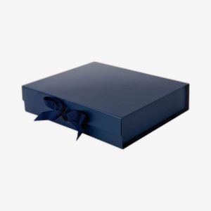 Navy Blue A4 Shallow Magnetic Boxes With Changeable Ribbon