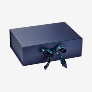 Navy Blue A5 Square Magnetic Boxes With Changeable Ribbon