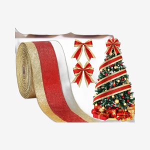 Patterned Glitter Christmas Ribbon