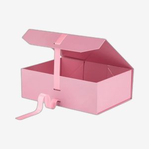 Powder Pink A4 Deep Magnetic Boxes With Changeable Ribbon