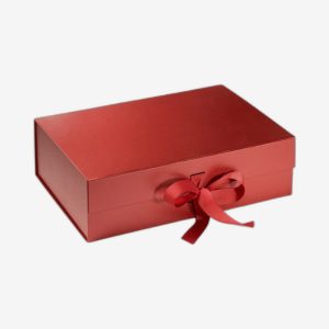 Red A4 Shallow Magnetic Boxes With Changeable Ribbon