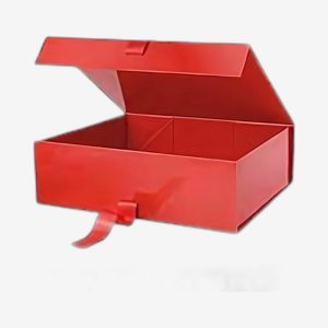 Red Large Square Magnetic Boxes With Changeable Ribbon