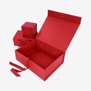 Red Medium Rectangle Magnetic Boxes With Changeable Ribbon