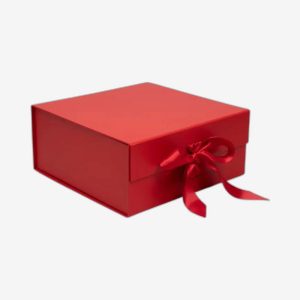 Red Medium Square Magnetic Boxes With Changeable Ribbon