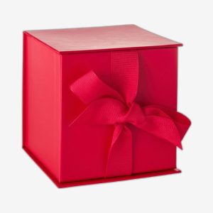 Red Small Cube Magnetic Boxes With Changeable Ribbon