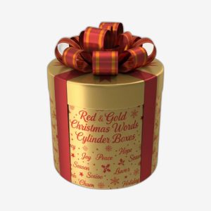 Red  Gold Christmas Words Cylinder Boxes