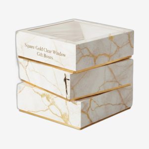 Square Gold Clear Window Gift Boxes