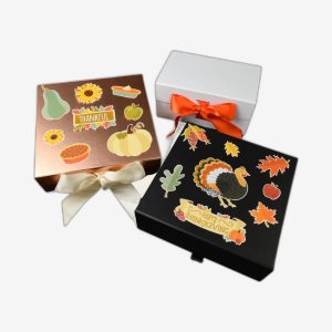 Thanksgiving Rigid Gift Boxes With Ribbon Closure