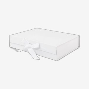 White A4 Shallow Magnetic Boxes With Changeable Ribbon